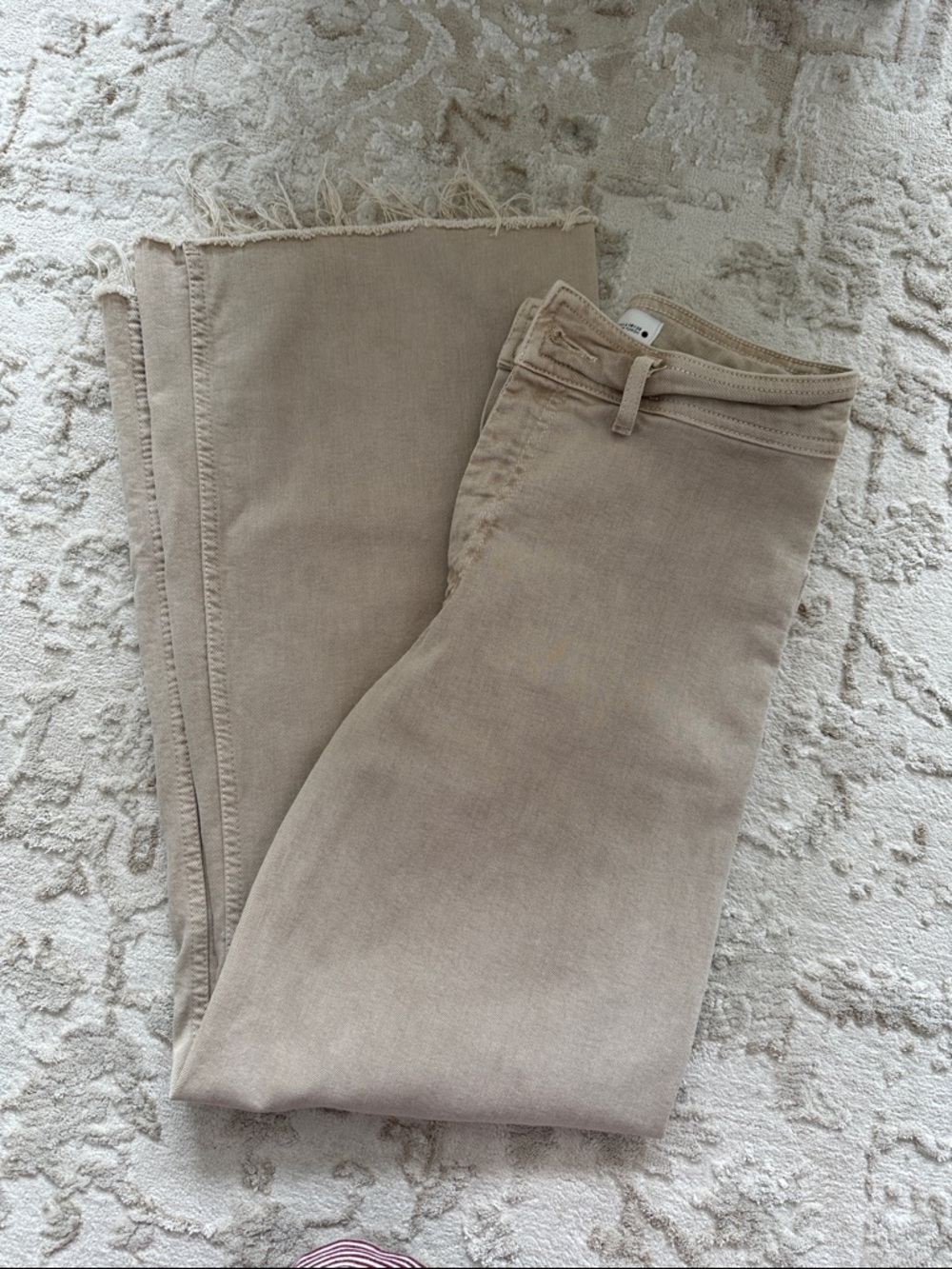 Zara Beige Wide Leg Flare Jeans